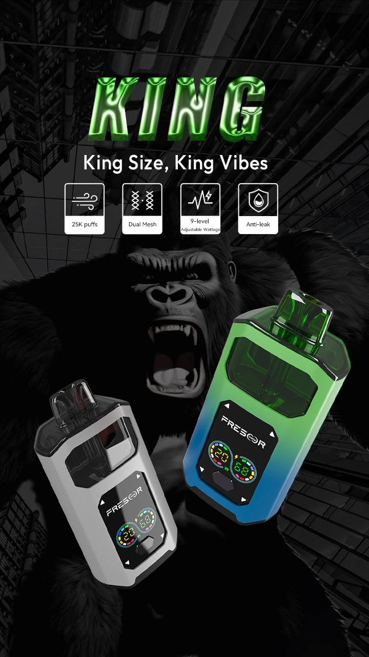 KING King Size, King Vibes 25K puffs, Dual Mesh, 9-level Adjustable Wattage, Anti-leak