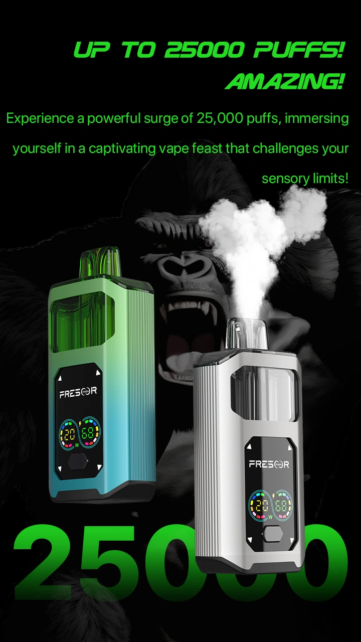 UP TO 25000 PUFFS! AMAZING! Experience a powerful surge of 25,000 puffs, immersing yourself in a captivating vape feast that challenges your sensory limits! 